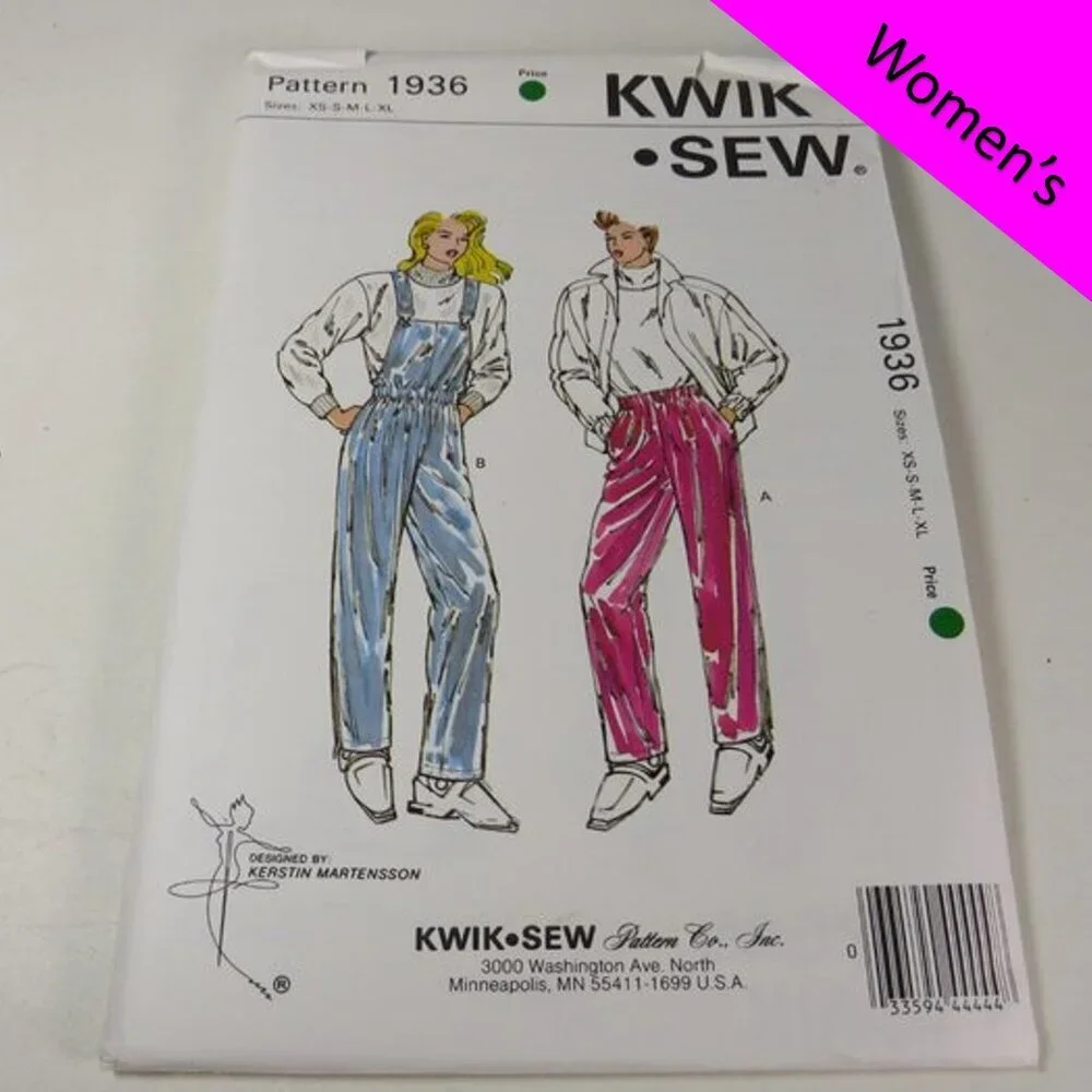 Kwik Sew 1936 Sewing Pattern UNCUT Pants, Overalls, Jumper, Snow Pants